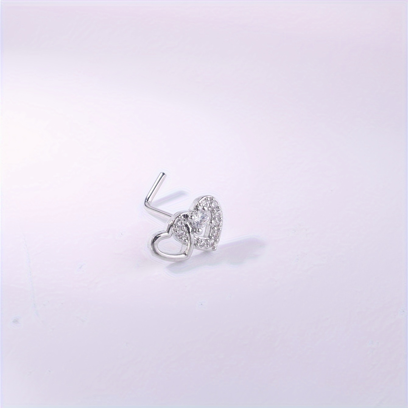 Women's Elegant Heart-Shaped Nose Stud with Cubic Zirconia